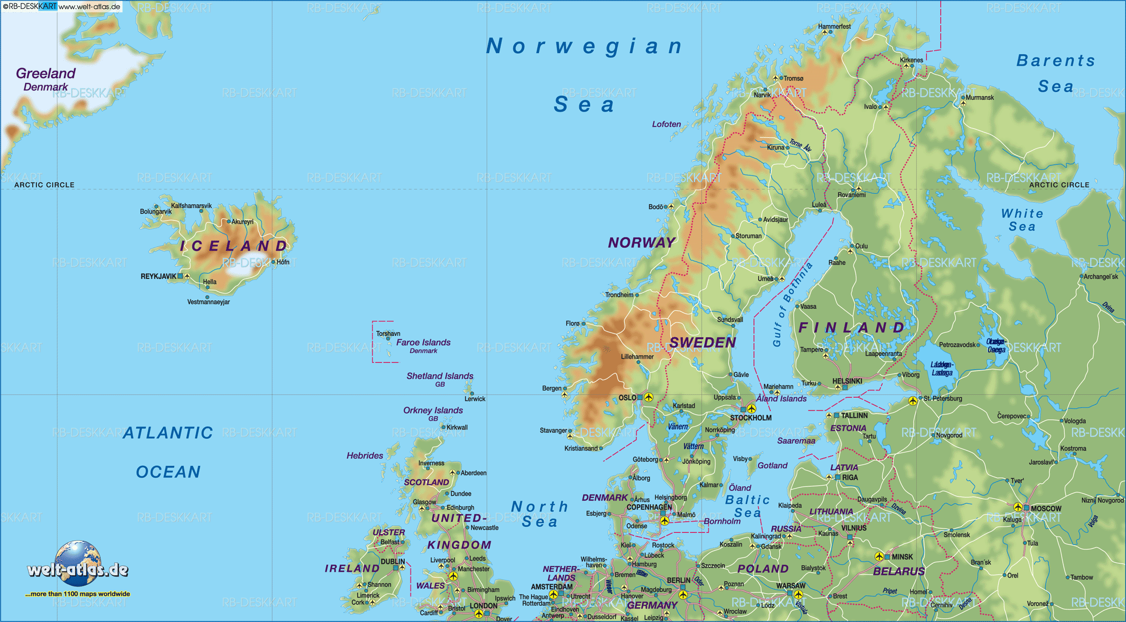 map of northern europe face