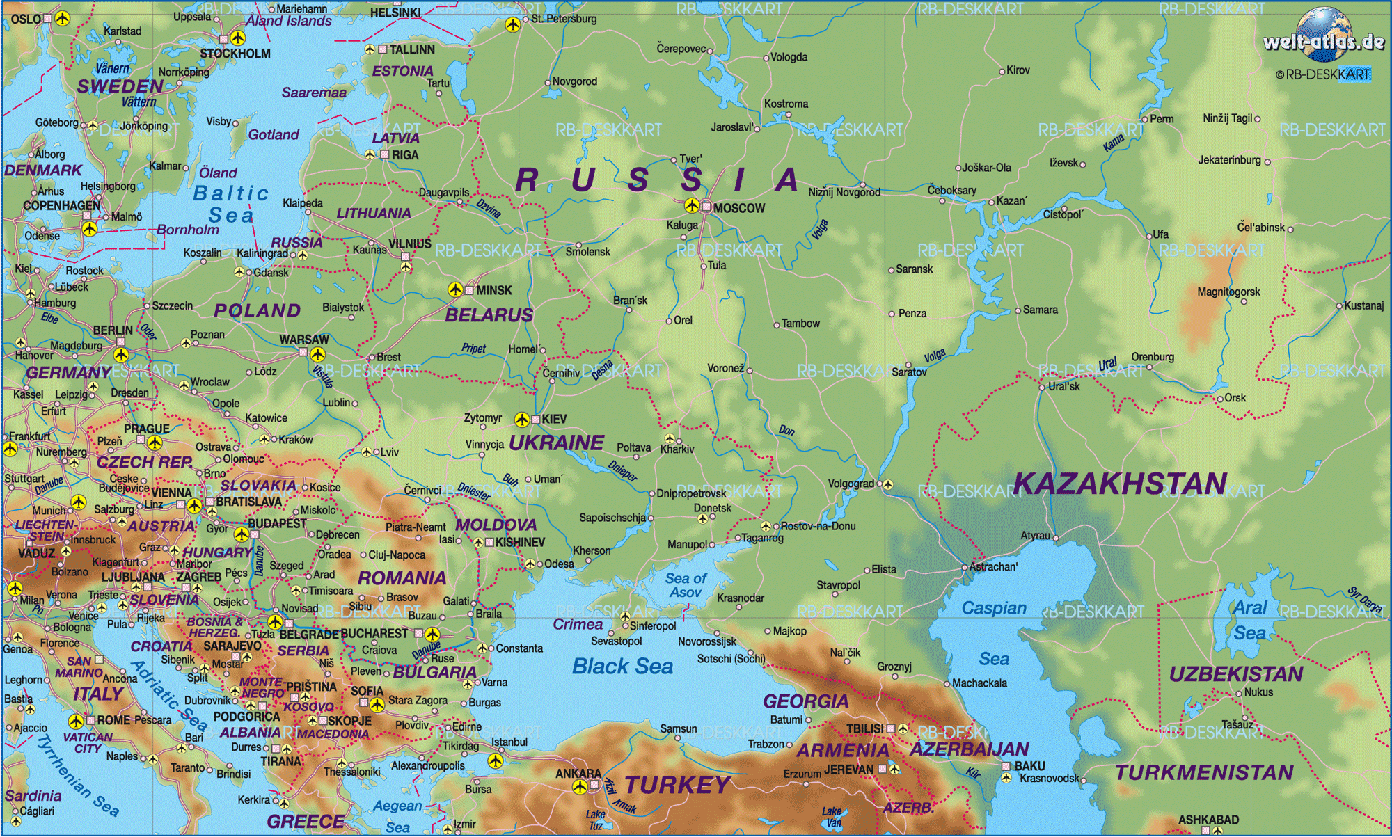 Map of Eastern Europe - Map in the Atlas of the World - World Atlas