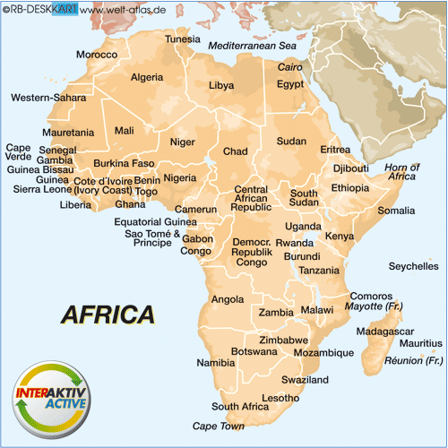 World Atlas Map Of Africa. World Atlas - Map of AFRICA