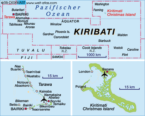 World Atlas - Map of Kiribati. road map, earth map, Kiritimati Christmas 