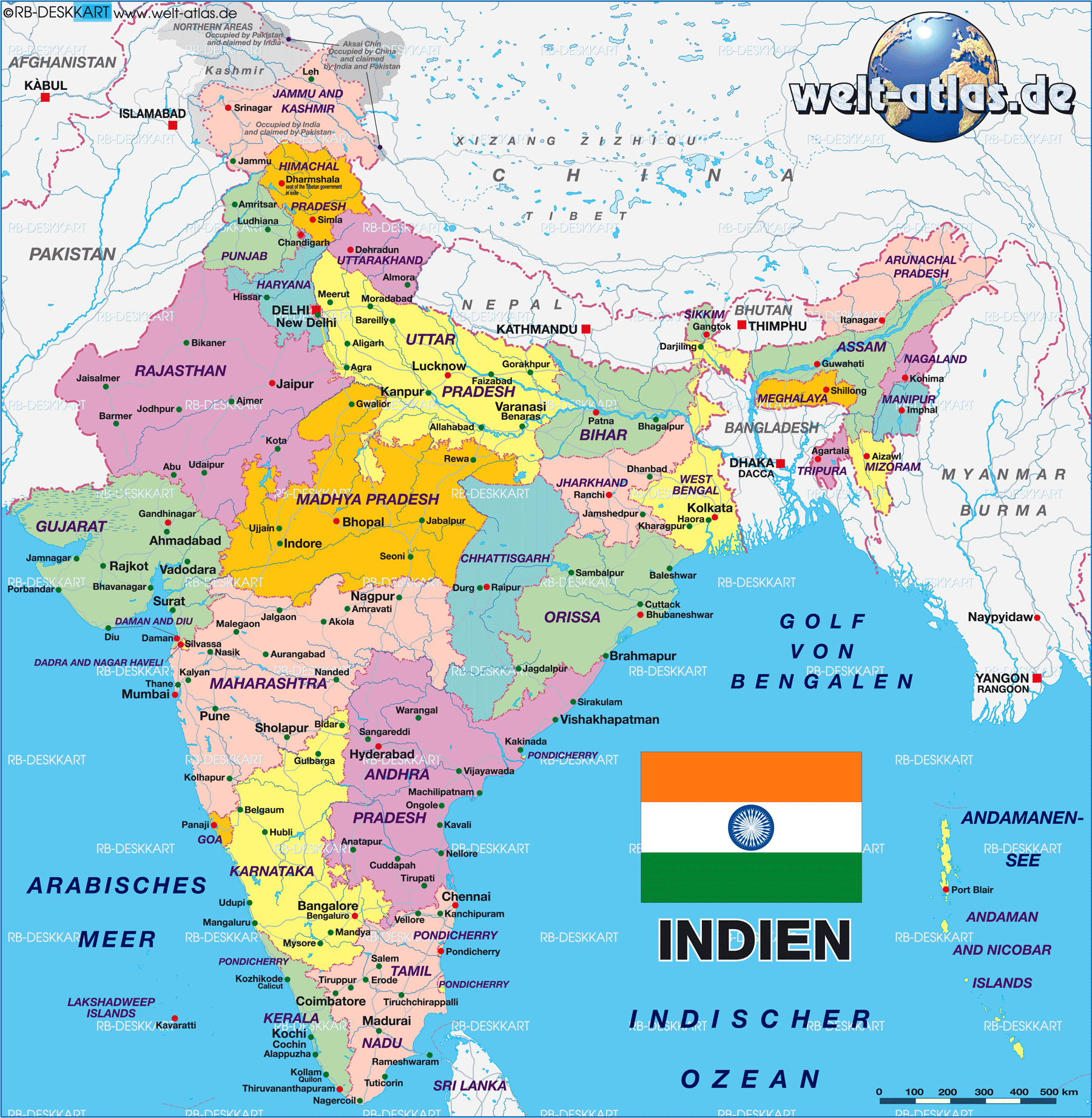 World Map Kashmir