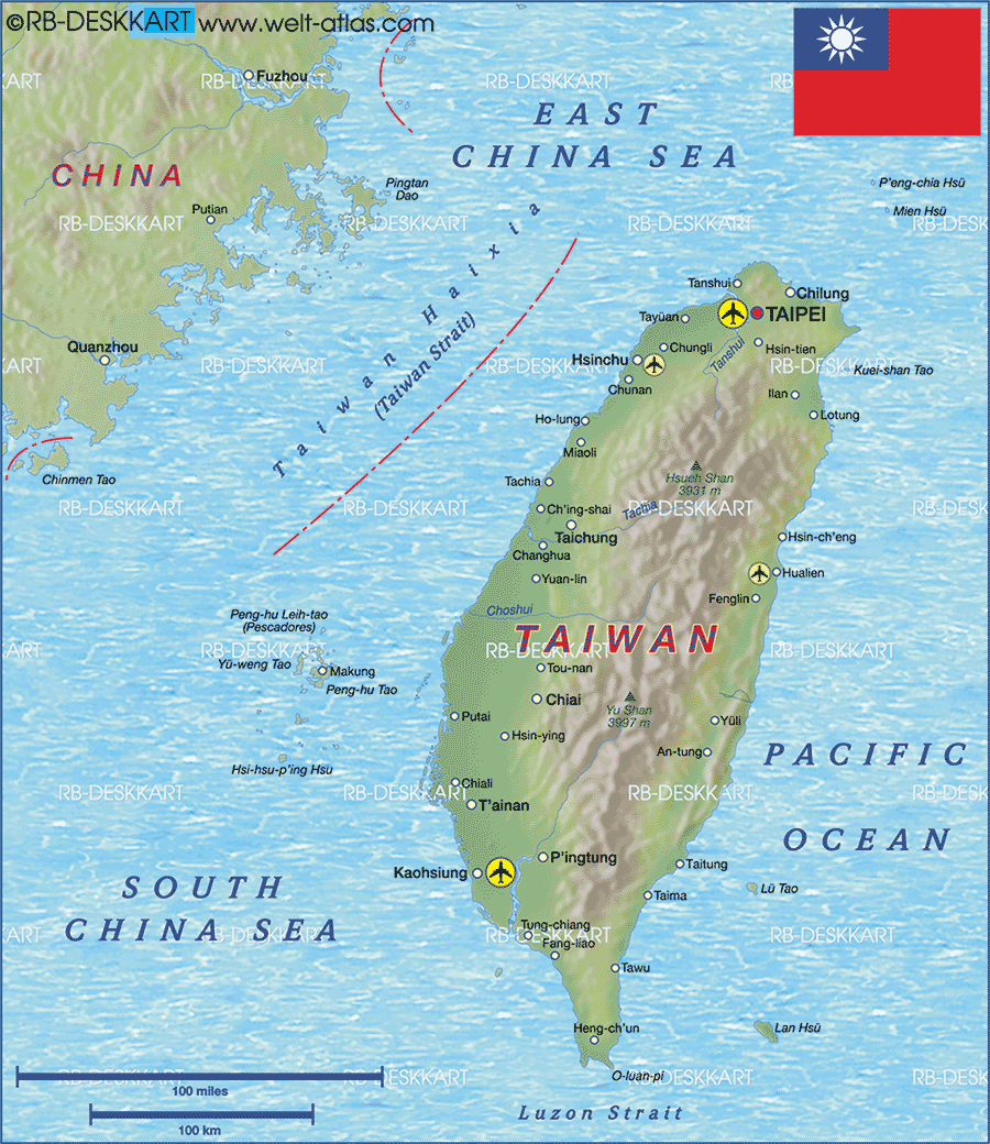 Karte von Taiwan (Taiwan) - Karte auf Welt-Atlas.de - Atlas der Welt