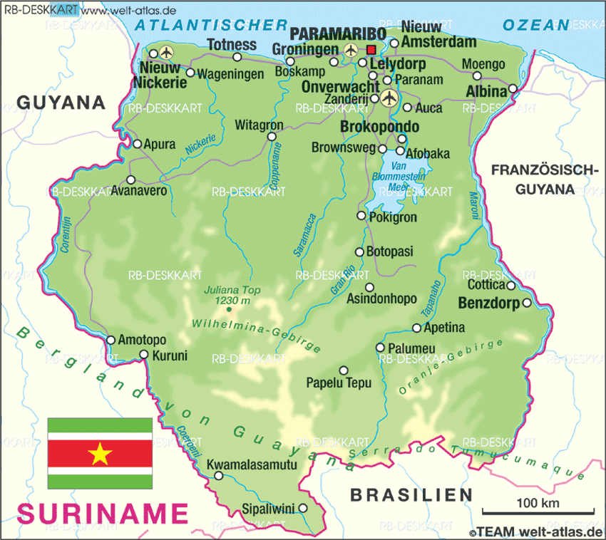 Zoom Map. Map of Suriname. Keywords for this Map / Map-Content