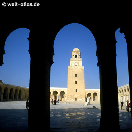 Minaret and Courtyard  of the Great Mosque of Kairouan, Tunisia