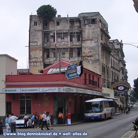 Famous bar in the center of Havana, where Ernest Hemingway had his Daiquiris –  Photo: www.blog.dennisknickel.dealso see http://tupamaros-film.de