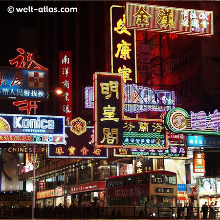 Hongkong, Nathan-Road, Kowloon bei Nacht