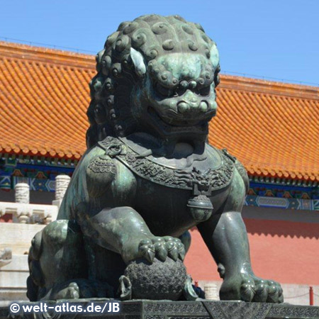 Bronze Lion in the Forbidden City, Beijing, China 