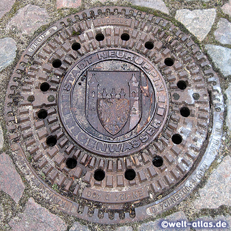 Manhole cover in Neuruppin with Coat of Arms, Brandenburg