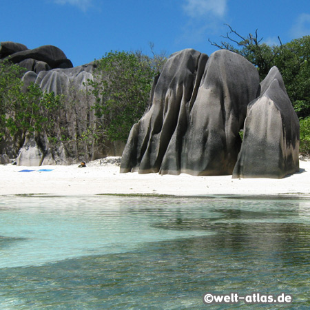 Granitfelsen der Anse Source d´Argent, einer der Traumstrände der Seychellen