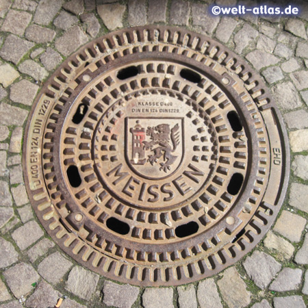Manhole cover in Meissen with Coat of Arms