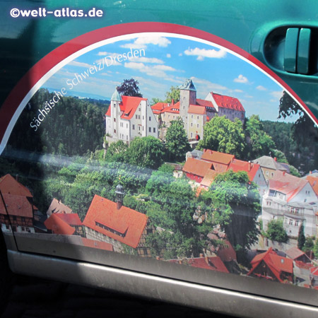 Picture on a car of Hohnstein Castle in Saxon Switzerland National Park