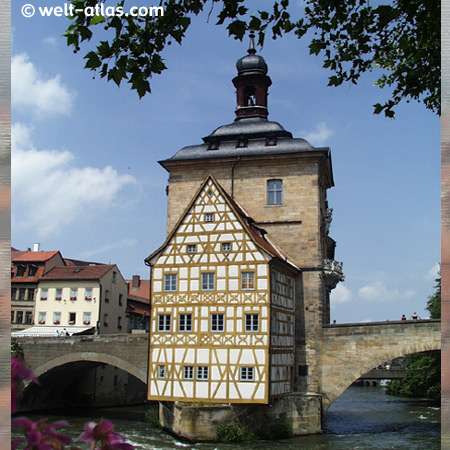 Bamberg, Old Town Hall, built directly into the Regnitz