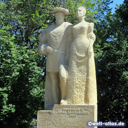 Denkmal des Herzog Boguslaw X mit seiner Frau Anna Jagiellonka am Stettiner Schloß 