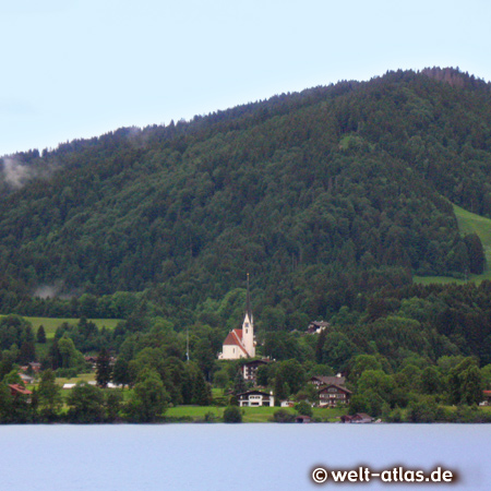 Lake Tegernsee, church of Bad Wiessee, Bavarian Alps