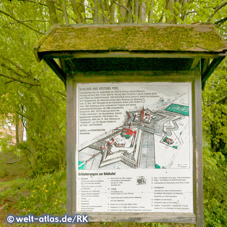 Info board Poel fortress, Kirchdoef, GermanyFortress built in the 17th century