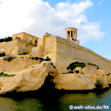 Valetta city walls with Siege Bell, Valetta
