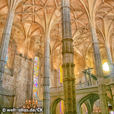 Kirche Santa Maria de Belém im Kloster  Dos Jerónimos, Lissabon, PortugalGotisches Bauwerk und Unesco Welterbe