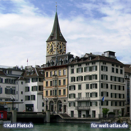 St. Peter, one of the three old city churches of Zurich