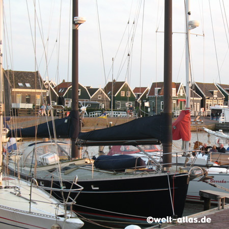 tiny village Marken with characteristic wooden houses