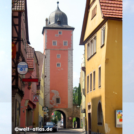 Klingentorturm in Ochsenfurt, Fachwerkhäuser, Mainfranken, Bayern, Deutschland