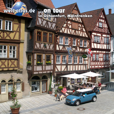 welt-atlas ON TOUR in Ochsenfurt,Fachwerkhäuser, Mainfranken, Bayern, Deutschland