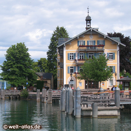 Lake Tegernsee and Town hall of Tegernsee, Bavarian Alps