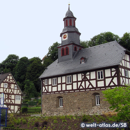 Fachwerkkirche in Oberscheld, Stadtteil von Dillenburg in Hessen 