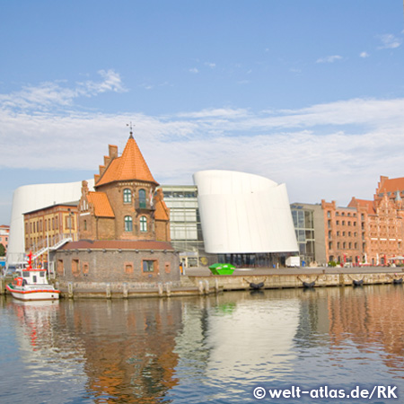 View of port with Ozeaneum, Stralsund, GermanyWorld heritage since 2002