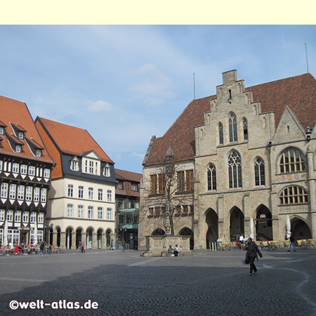 Historic Market Square with Town Hall and market fountain, Hildesheim