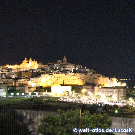 Old town of Ostuni at night