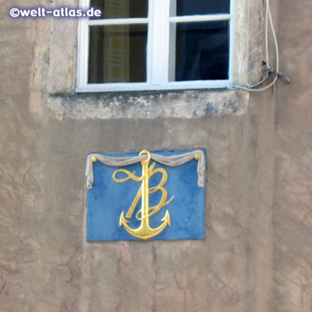 House at old meat market, facade detail, Bautzen