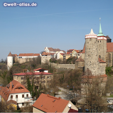 Türme von Bautzen, vom Burgwasserturm der Ortenburg über Alte Wasserkunst und Michaeliskirche 
