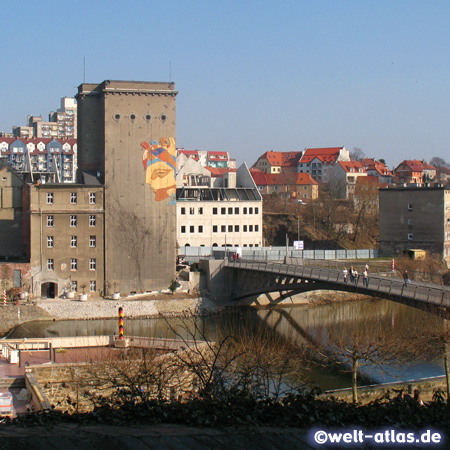Altstadtbrücke über die Lausitzer Neiße, 2004 als Fußgängerbrücke zwischen Görlitz und Zgorzelec in Polen eröffnet