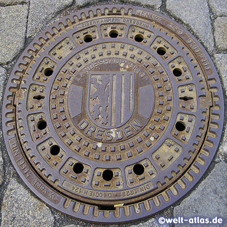 Sieldeckel mit dem Wappen der sächsischen Landeshauptstadt Dresden