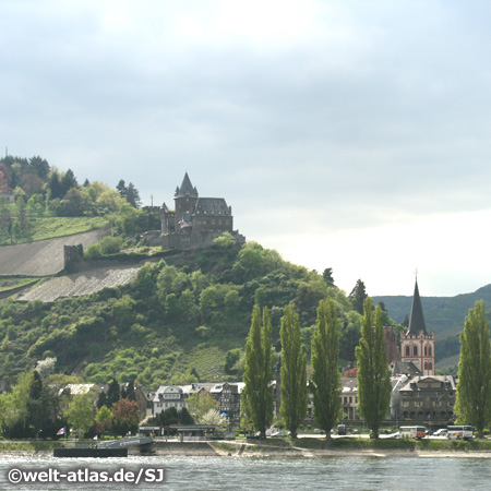 Bacharach on the Rhine river and Stahleck Castle