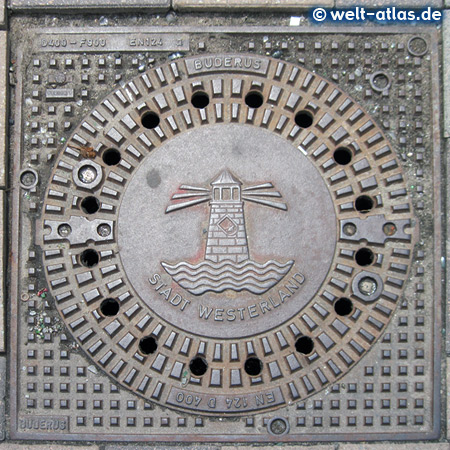 Manhole cover in Westerland with Coat of Arms, Sylt