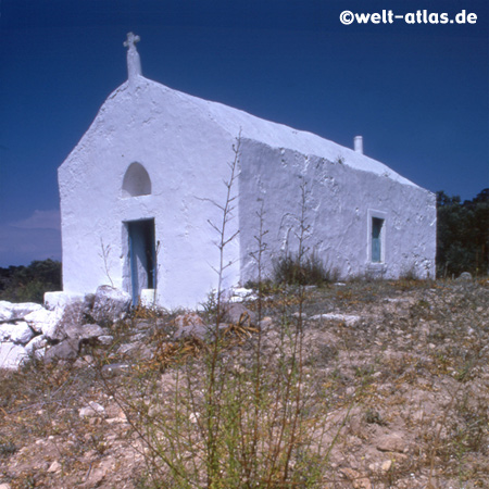 small white church on Aegina Island