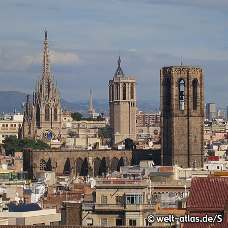 Türme der Kathedrale im gotisches Viertel von Barcelona