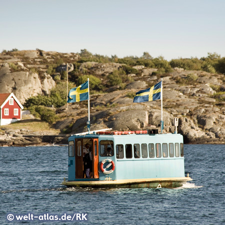 Ferry in Marstrand between skerries, western Sweden