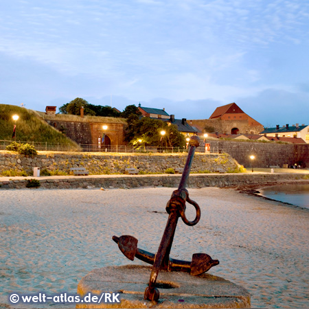 Varberg beach with fortress, western Sweden