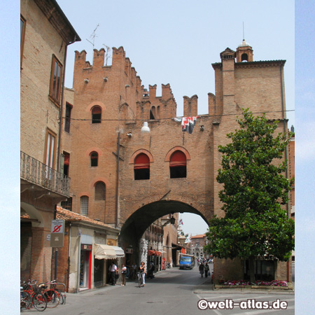Ferrara, historic city gate Porta Reno, Emilia-Romagna, Italy