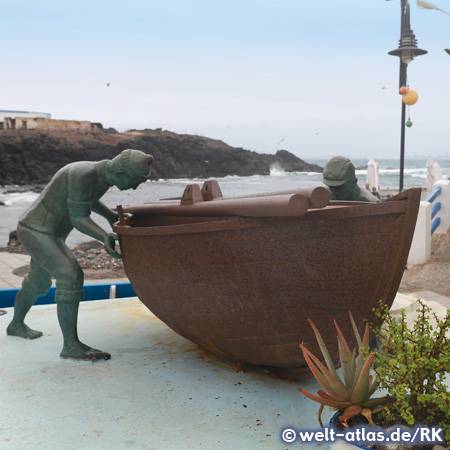 Fishing boat  sculptur in El Cotillo, Fuerteventura