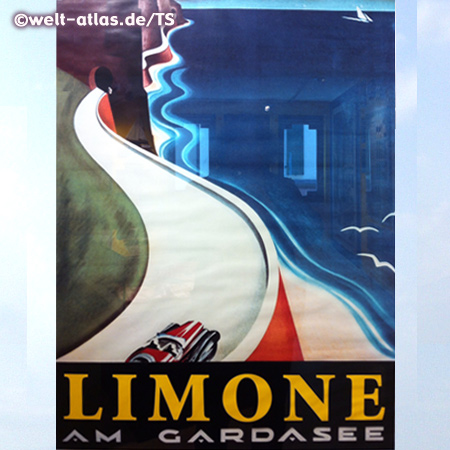 Old poster "Limone on Lake Garda" in Italy