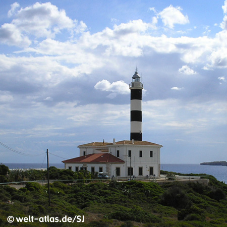 Leuchtturm, Porto Colom, Far de Sa Punta de Ses Crestes, Mallorca, Balearen, SpanienPosition: 39° 24,9′ N / 03° 16,3′ E 