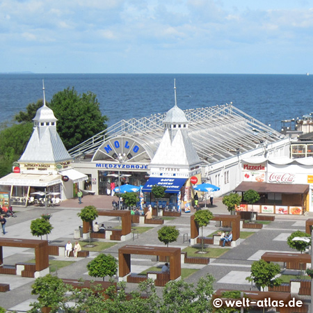 Promenade and pier of Miedzyzdroje, Baltic Sea, Poland 