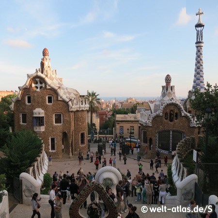 Entrance buildings of Park Güell, Antonio Gaudi, Barcelona