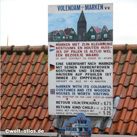 Volendam, Schild an der Fähre nach Marken