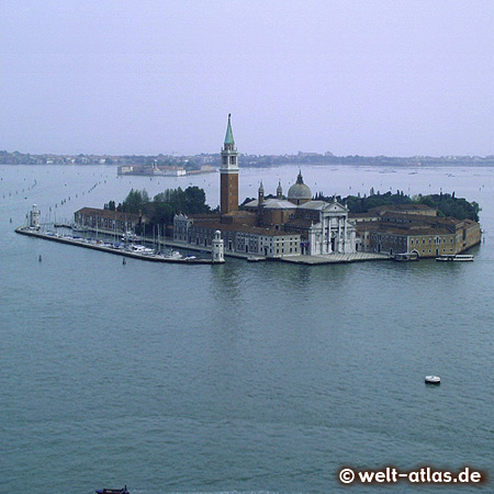 Blick auf San Giorgio Maggiore, Insel, Kirche und Kloster in der Lagune von Venedig