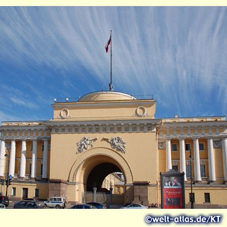 Entrance gate to the Admiralty on the bank of Neva River in Saint Petersburg