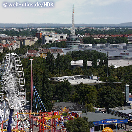 View from the Riesenrad over the Prater amusement Park in Vienna